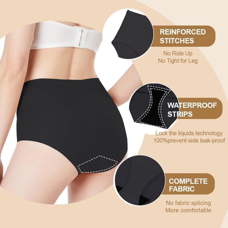 BATTEWA Incontinence Underwear for Women Washable, Leak Proof Underwear,Seamless Panties,