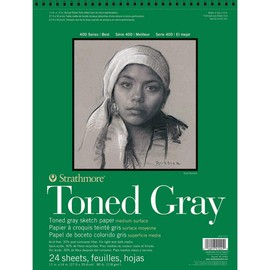 Strathmore Toned Sketch Paper Pad 28cm x 36cm -36kg Grey 24 Sheets