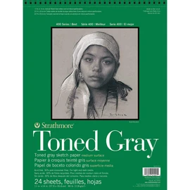 Strathmore Toned Sketch Paper Pad 28cm x 36cm -36kg Grey 24 Sheets