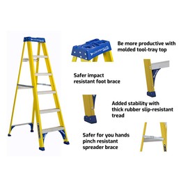 Louisville Ladder FS2004 250-Pound Duty Rating Fiberglass Step Ladder, 4-Feet