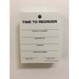 TTR213 Time to Reorder Tags (100 Pack) Inventory Tags 2 3/4" x 3 1/2".