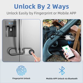 Fingerprint Cabinet Lock eLinkSmart Cord Padlock for Cabinet Door Child Proof with Waterproof 1000+ App Users 22cm 6 inch Steel Cable Lock for Gym Locker Fridge Kitchen Cupboard Luggage