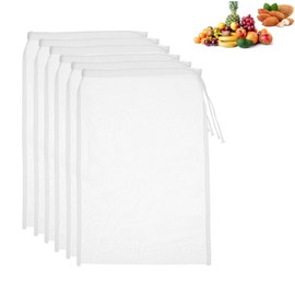 Weenwill Nussmilchbeutel,6 Stück Wiederverwendbares Siebtuch mit Kordelzug,20 x 30 cm,Feines Nylongewebe,100 Maschen,Leicht zu Reinigen,Siebbeutel aus Käsetuch für Nussmilch,Saft und Gemüsesaft