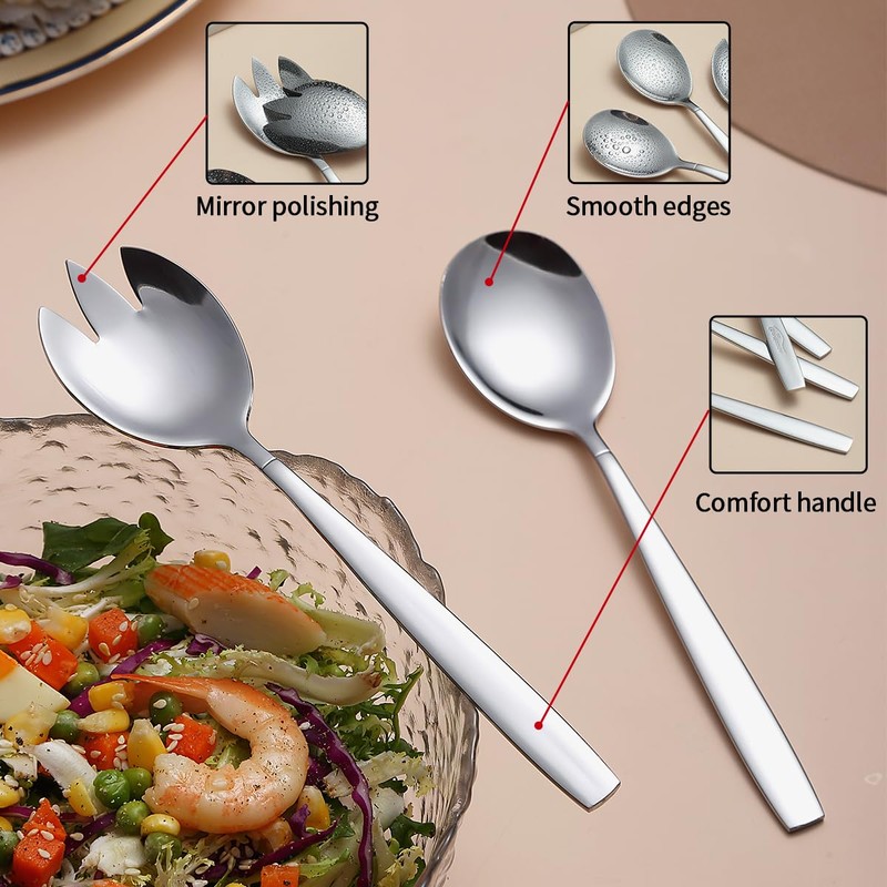 Evanda Salad Server Set, Stainless Steel Salad Serving Set, Salad