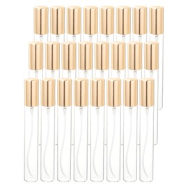 uxcell 15ml Glass Mini Perfume Bottles, 25Pcs Fine Mist Bottle Refillable Empty Mini Spray Bottles with Aluminized Nozzle for Perfume, Travel Liquid, Essential Oil(Clear/Gold)