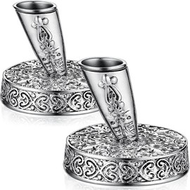 Ocnvlia Pack of 2 Vintage Round Metal Pen Holders, Insertion Pen Holder, Quill Pen Stand, Desktop Dip Pens Base