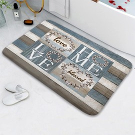 Rustic Floral Flower Bath Mat, Sweet Love Home Non Slip Absorbent Floor Rugs Quick Dry Soft Velvet Rugs Carpets, for Bathtub Bathroom Bedroom Kitchen, 17x29 Inch