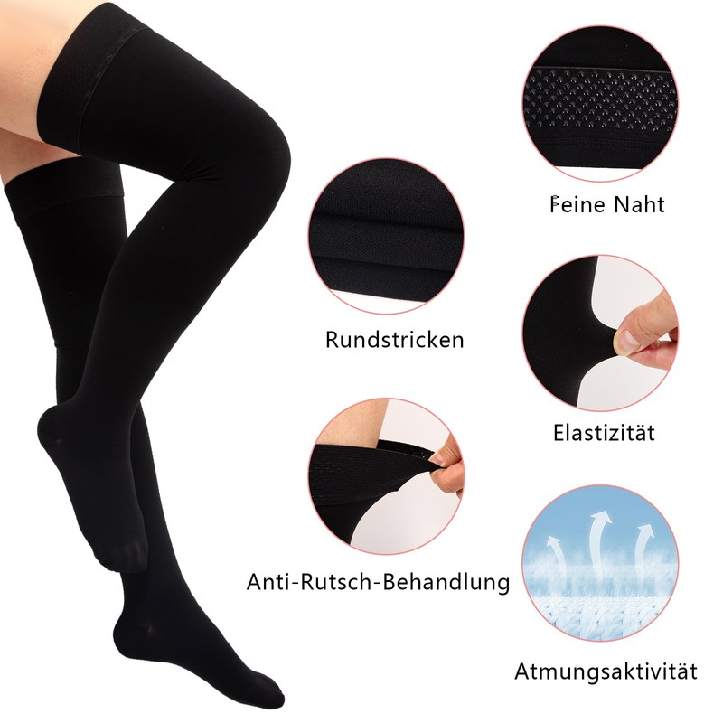 Medical Compression Socks - (20-30mmHg) - Black for Men and