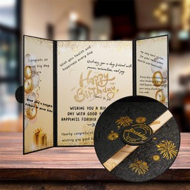 BCIBhucy Happy Birthday Signature Book, Black Gold Creative Birthday Guest Book, Birthday Signing Card Board Party Supplies, Large Birthday Guest Book 12" x 18" Birthday Decorations for Men Women