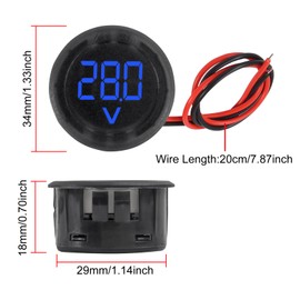 Coliao 3pcs DC 4-100V Volt Meter Car LED Digital Display Circular Two-Wire Voltmeter DC Digital Car Voltage Current Meter Volt Detector Tester Monitor Panel for Motorcycle Truck Marine