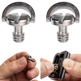 1/4 Inch Camera Mounting Screw, 2 Pieces, with 10 mm Shank, Quick Release Adapter Screw with D-Ring, for Camera, Tripod, Tripod, 1-4 Inch Quick Release Plate, Screw Adapter, Camera Accessories