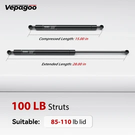 Vepagoo 28in 100Lb/445N Heavy Duty Lift Support Gas Shock Strut Spring for Truck Bed Tonneau Cover Trailer Cap Camper Shell Topper RV Outside Kitchen Door Bed, Set of 2
