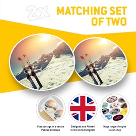 Vinyl Stickers (Set of 2) 7.5cm - Skiies Mountain Skier Skiing Ski Snow #8112