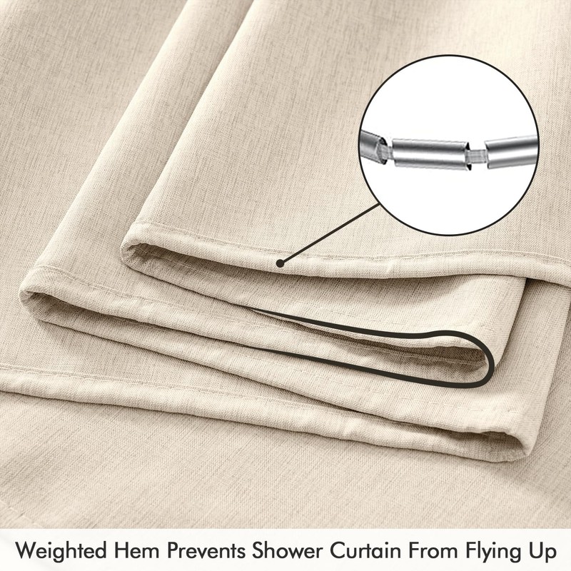ANRODUO Extra Long Linen Shower Curtain, 108 Inch Long Heavy