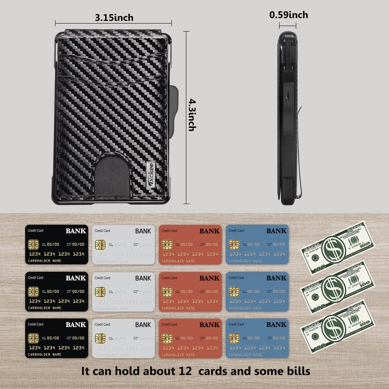 umoven Wallet for Men - with Money Clip Slim Leather