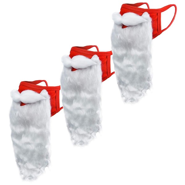 ENCASED (3 Pack) Holiday Santa Beard Face Mask Costume for
