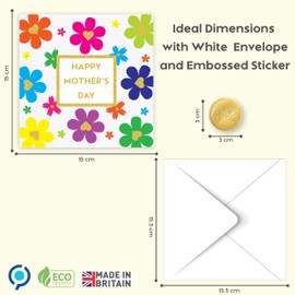 Mothers Day Card for Mum | Gold Foiling with Floral Petal Design, Embossed Sticker & Envelope | Happy Mother’s Day Card from Son or Daughter | 15x15 cm – Eco-Friendly 350 GSM - Made in the UK