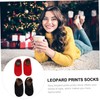 LIFKOME Cozy Leopard Print Flannel Socks for Women Thickened Anti-Slip