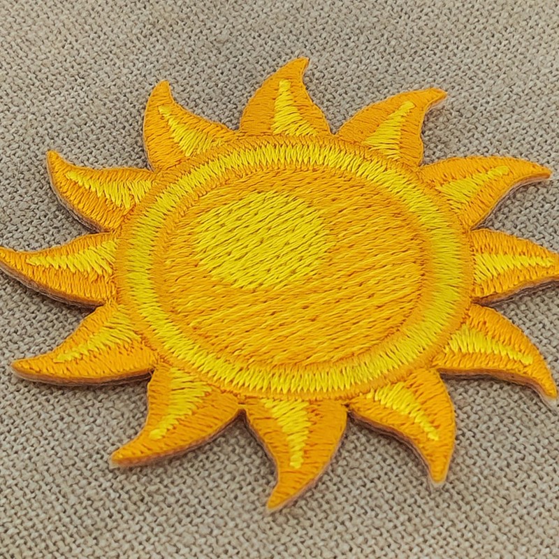 Sun Yellow Iron-On or Sew On Patch for Clothes Embroidered