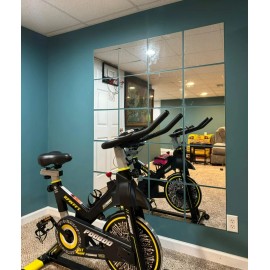 Unbranded Full Length Mirrors Wall Mounted, 12"x12Pcs Home Gym Wall Mirror Tiles Frameless