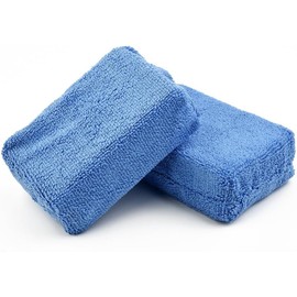 Esponja aplicadora de microfibra para lavado de coches, 4 u 8 piezas, azul, 12 cm x 8 cm x 3,5 cm, bordes de doble costura para evitar araazos, compatible con