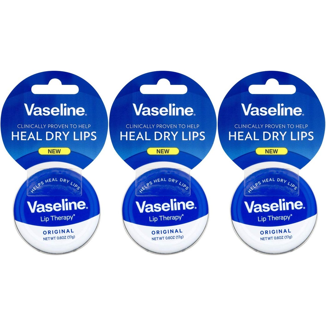 Vaseline Therapy Lip Balm Tin, Original, 0.6 Ounce (Pack of 3)