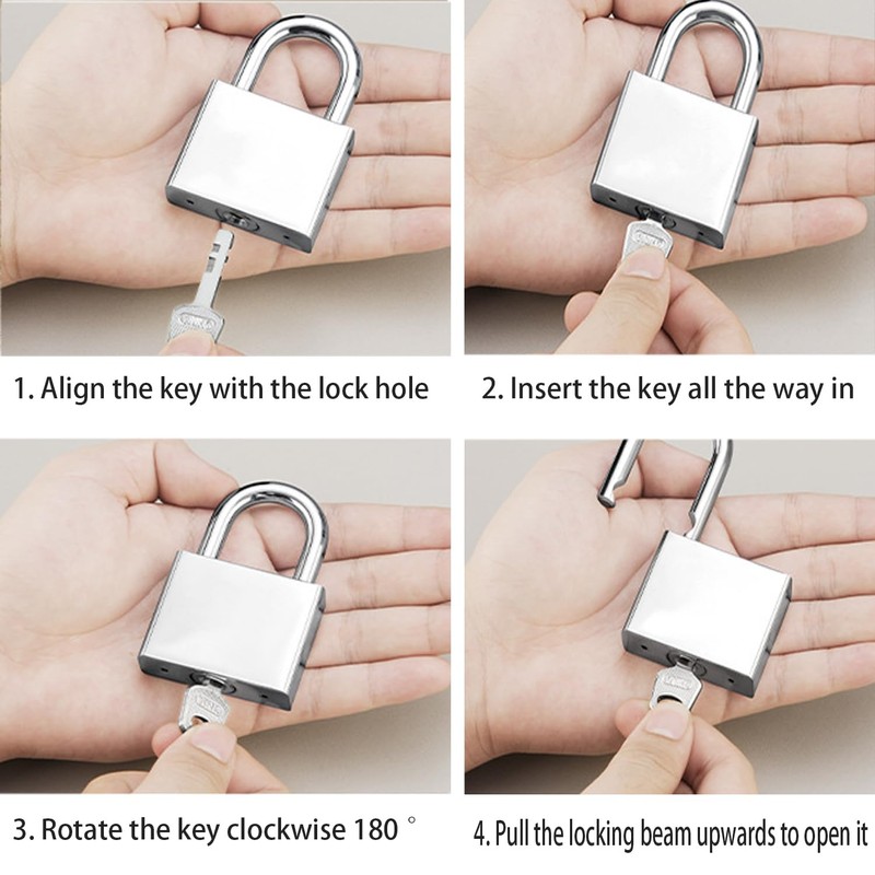 ZZLZX 2PCS Stainless Steel Pass Through Lock with 2 Keys
