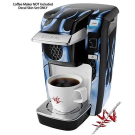 WraptorSkinz Decal Style Vinyl Skin compatible with Keurig K10 / K15 Mini Plus Coffee Makers Metal Flames Blue (COFFEE MAKER NOT INCLUDED)