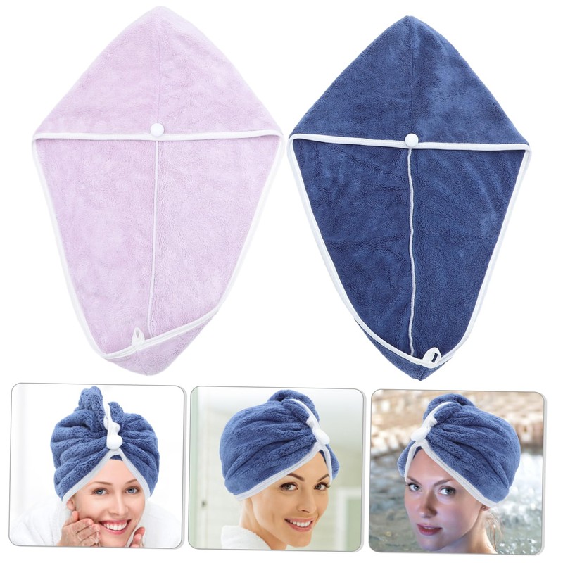 OATIPHO 2pcs Microfiber Hair Drying Towels Quick-Dry Absorbent Towel Wraps