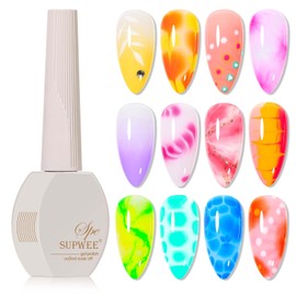 SUPWEE Clear Blooming Gel Nail Polish, 15ml Blossom Nail Gel Polish for Spreading Effect Marble Nail Polish Art Polish Soak Off UV LED Lamp, Long Lasting