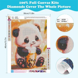 Wenfdrtr Diamond Painting Adult Panda Diamond Painting Pictures Panda, 5D Crystal Art, Diamond Painting Animals for Gift Home Wall Decoration 30 x 40 cm