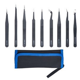 Yenghome 9 PCS Precision Tweezers Set, Anti-Static ESD Stainless Steel for Electronics,Beauty,Soldering,Nail Art,Crafting,Jewelry,Laboratory Work