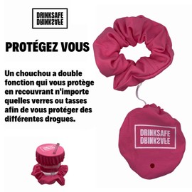 Hair band drink cover, anti-drug glass protection, anti-spill for parties and festivals, safe, pink