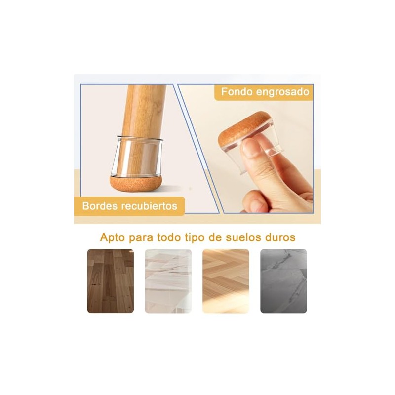 Ansible 16 Protectores para Patas de Sillas, Antideslizantes para Muebles