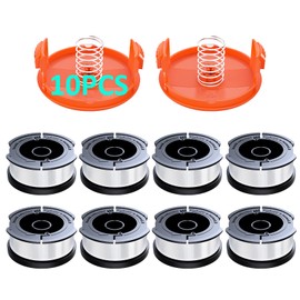 YWTESCH 10 Pack AF-100 Replacement Spool Line for Black+Decker - 0.065" Weed Eater String Trimmer Line Spool, 30ft Autofeed Weed Wacker Spool Refill for Black+Decker(8 Spool,2 Cap,2 Spring)