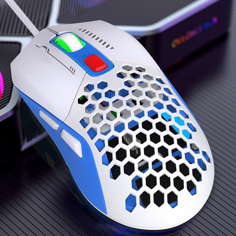 Wired Mouse Ergonomic RGB Backlit Adjustable DPI Programmable Keys 4.9ft