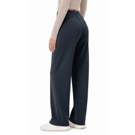 ODODOS Women's Modal Soft Classic Pants Mid Rise Pull-On Lounge Casual Work Pants with Pockets, Navy, X-Large
