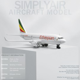 SimplyAir 1/400 Ethiopian Airplane Model Kits Plastic Airplane Model for Collection and Display