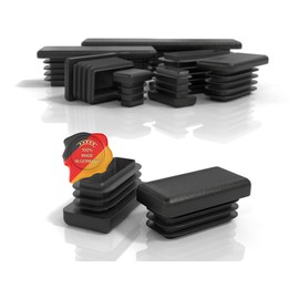 PD Lamellar Plugs 25 x 15 mm for Square Tube (External Dimensions), End Caps Rectangular Made of PE Plastic, Pipe Plugs for Pipe Cover of Metal Pipe and Aluminium Profile, Rectangular Plugs, Black