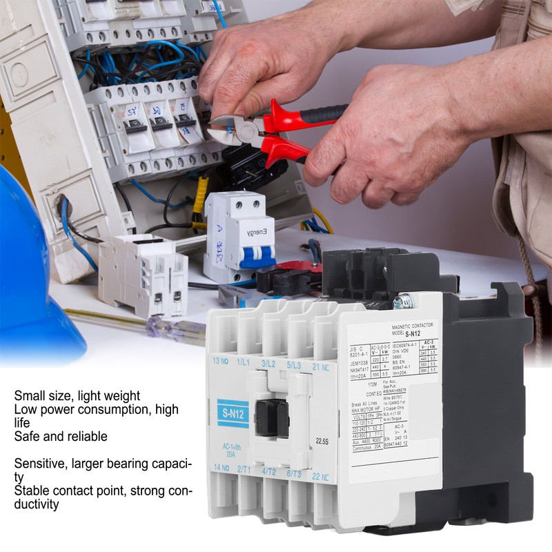 AC Contactor High Sensitivity Industrial Electric Magnetic 20A 3 Pole