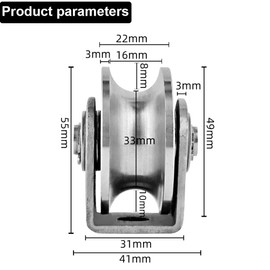 GmeDhc Pulley for Ropes, 1 Piece U-Groove Pulley Steel Cable, Pulley Pulley for Washing Line, Pulley System, Industrial Machinery, Roller Gates, Inverted Pulley Rope