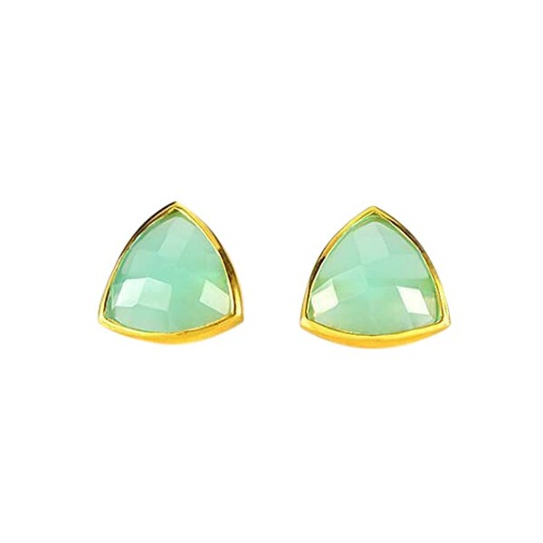 Aqua Chalcedony stud earrings, everyday earrings, Vermeil Gold or silver,