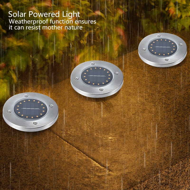 5Pcs Solar Power Underground Light Landscape Lamp 16 LED RainProof