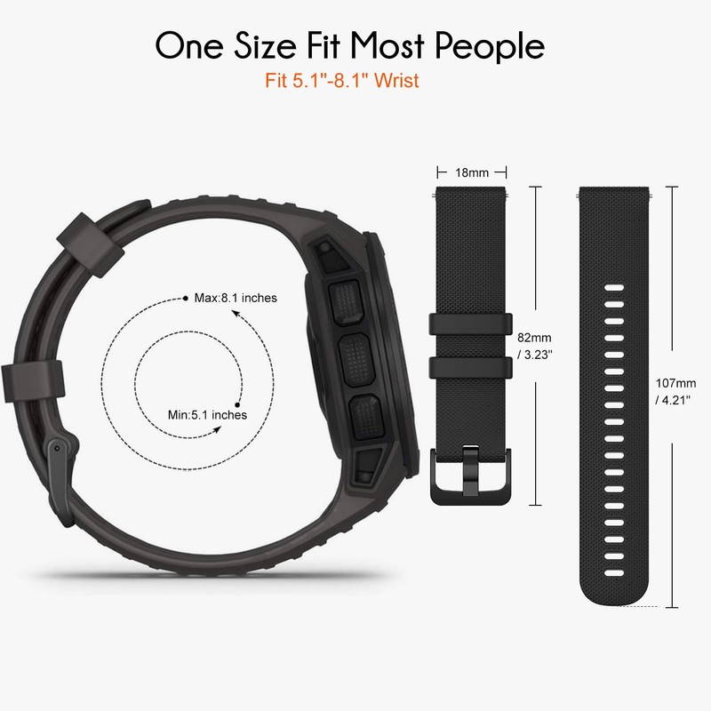 Nacorulu Band Compatible With Garmin Vivoactive 4S Bands,18mm Soft Silicone