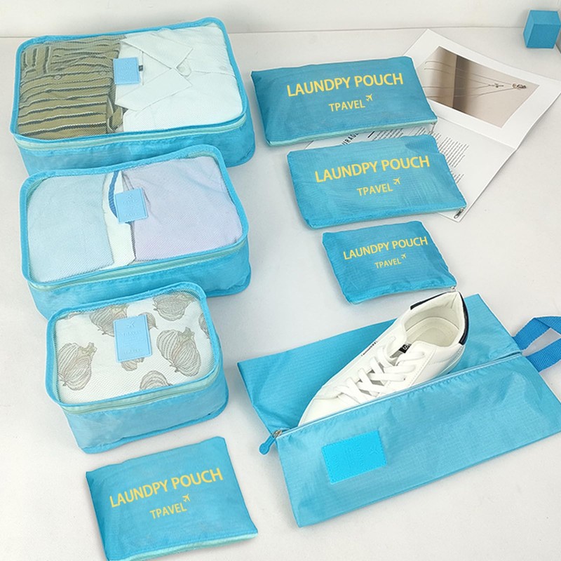 8 Set Packing Cubes for Travel Luggage Packing Bags Reusable