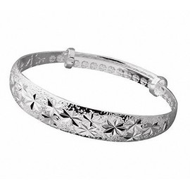 NANHONG 925 Sterling Silver Shining Stars Bangles CUFF BRACELET Bracelet Delicate Silver Bangle with Snowflake Carved