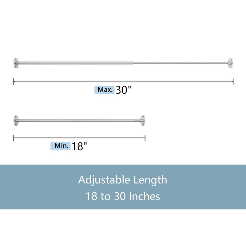 TYRON 2 Pack Screwed Sash Curtain Rod Adjustable 18-30 Inch,
