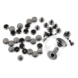 CRAFTMEMORE 200 Pack Leather Rivets Single Cap Rapid Rivet Metal Stud Fasteners Round Cap for Bag Belt Wallet Leather Craft (Gunmetal Black, 7MM)