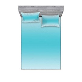 Ambesonne - Juego de sábanas bajeras y fundas de almohada, diseño abstracto tropical de cala acuática degradado, estampado digital, estampado decorativo, juego de decoración de ropa de cama de 3