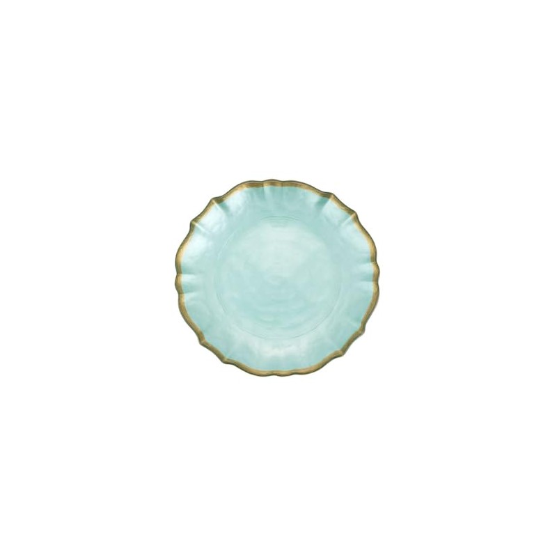 Vietri viva Baroque Glass Aqua Cocktail Plate, 6" D Gilded